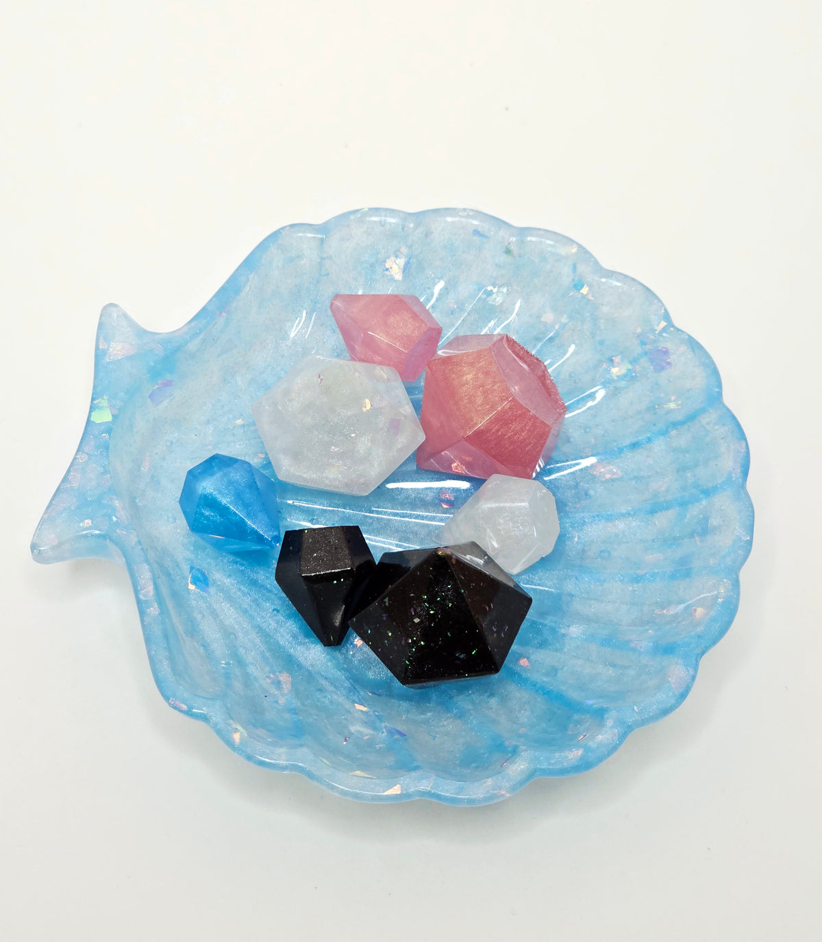 Iridescent Sky Blue Seashell Trinket Dish