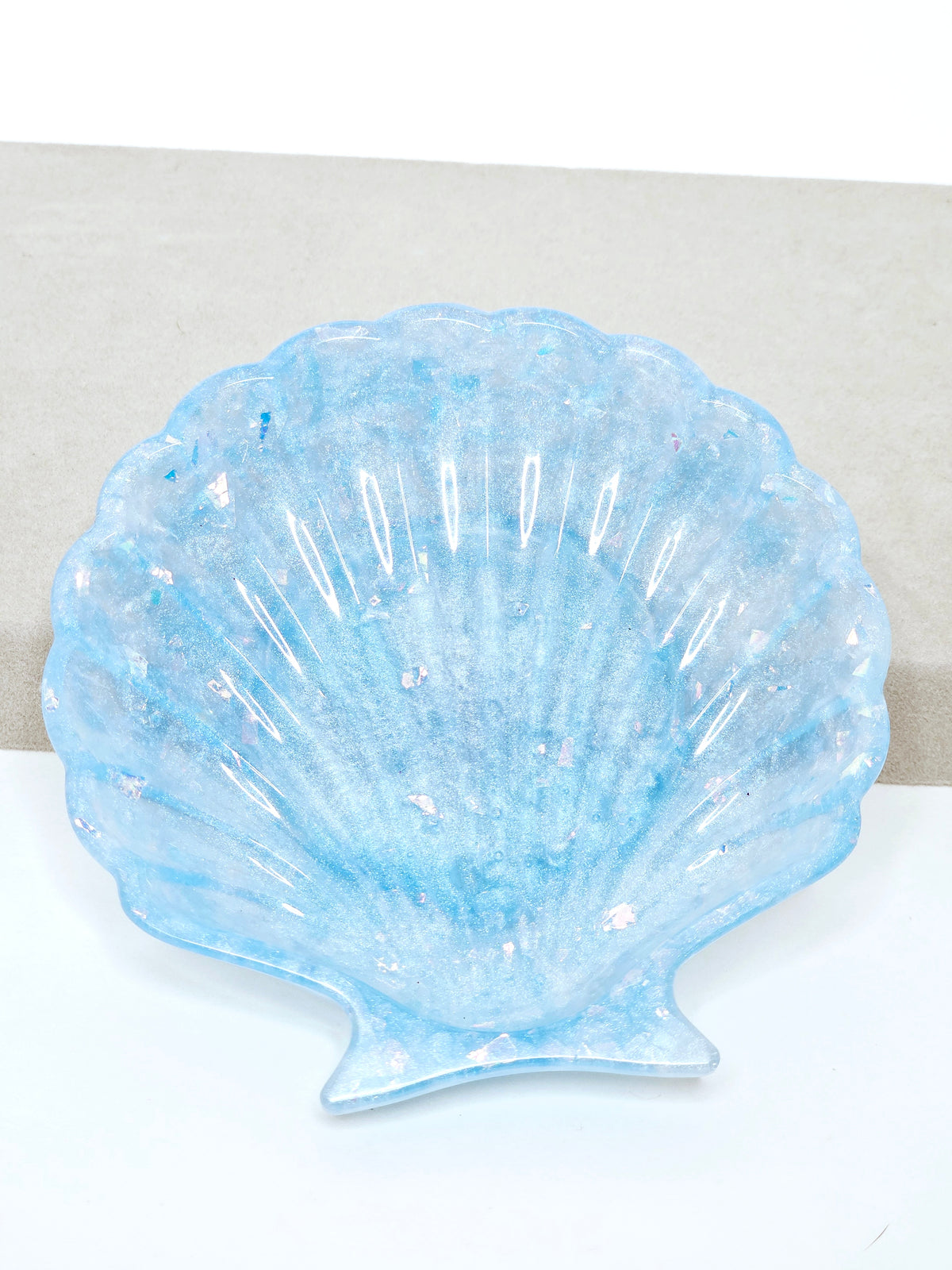 Iridescent Sky Blue Seashell Trinket Dish