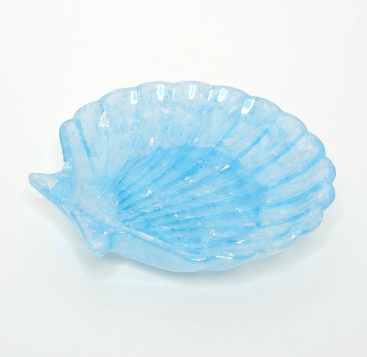 Iridescent Sky Blue Seashell Trinket Dish