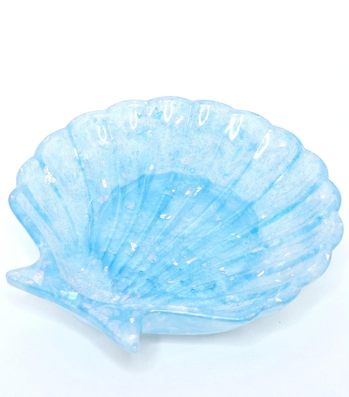 Iridescent Sky Blue Seashell Trinket Dish
