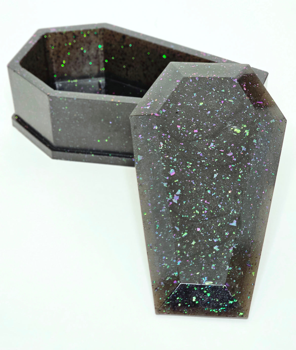 Gothic Black Shimmer Coffin Trinket Box