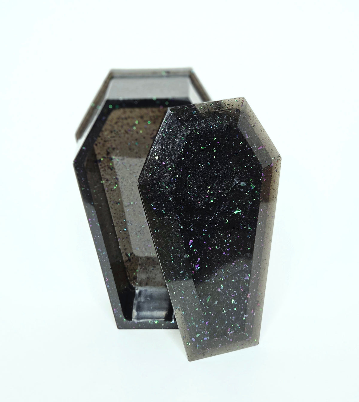 Gothic Black Shimmer Coffin Trinket Box