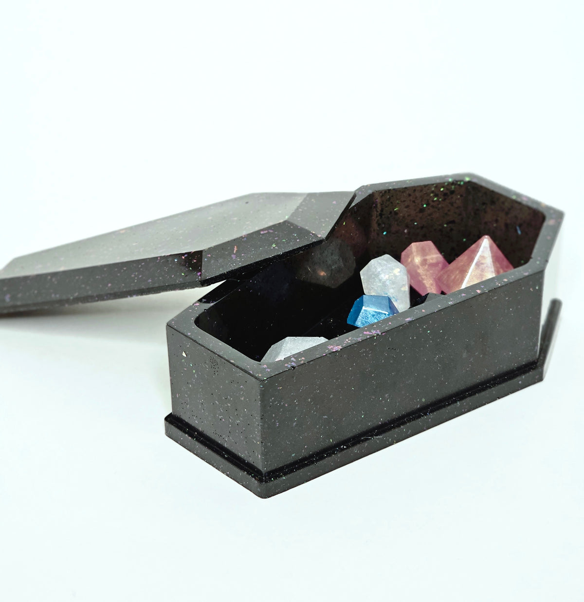 Gothic Black Shimmer Coffin Trinket Box
