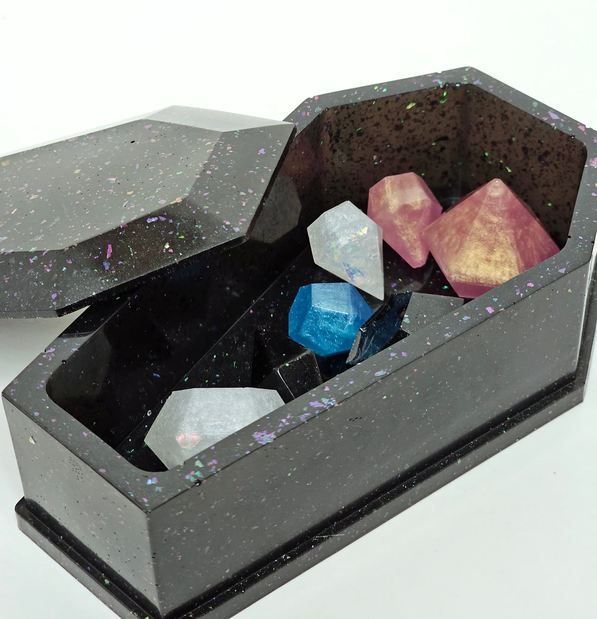 Gothic Black Shimmer Coffin Trinket Box