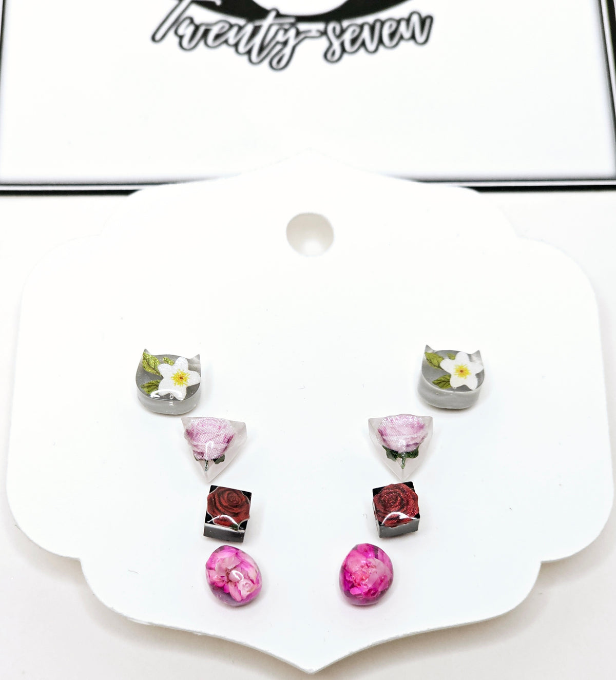 Handmade Botanical Pressed Flower Stud Earrings