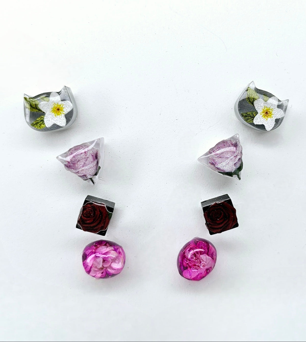 Handmade Botanical Pressed Flower Stud Earrings